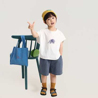 縦ストライプ純綿五分パンツ