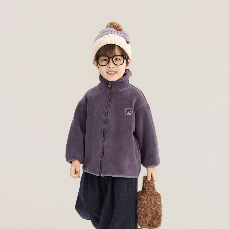 ワンポイント刺繍フリースジャケット