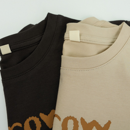 英字プリント綿100%半袖Tシャツ