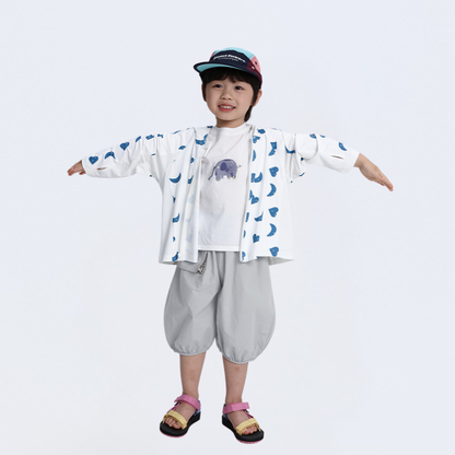 子犬刺繍コットン七分パンツ