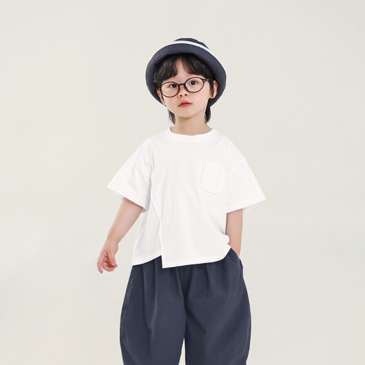 アシンメトリーコットン半袖T