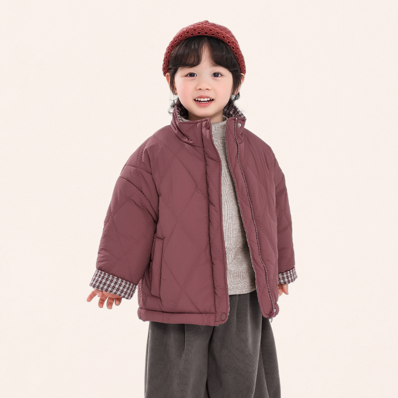 二重キルティング中綿コート