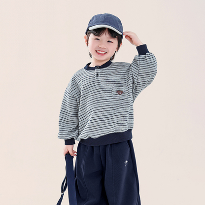 ヘンリーネックボーダースウェット