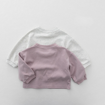 ワッペン線描きクマ長袖Tシャツ