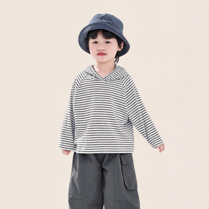 ニュアンスグレーボーダーパーカー