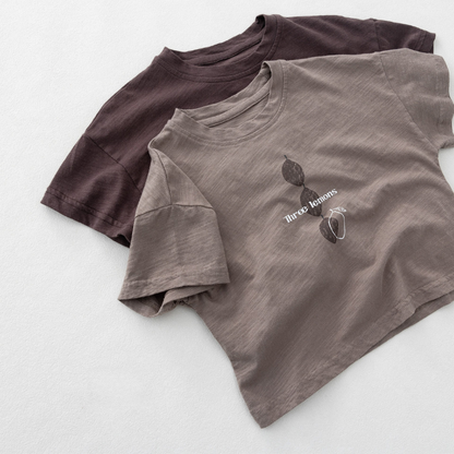 レモンプリントスラブコットン半袖Tシャツ
