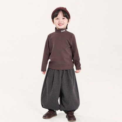 ウール風チェックバルーンパンツ