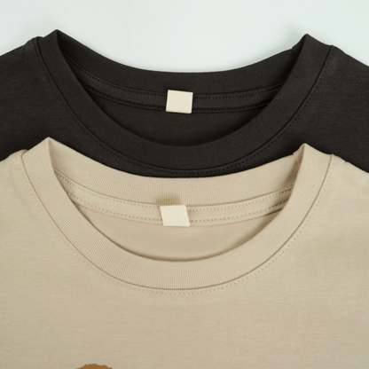 英字プリント綿100%半袖Tシャツ