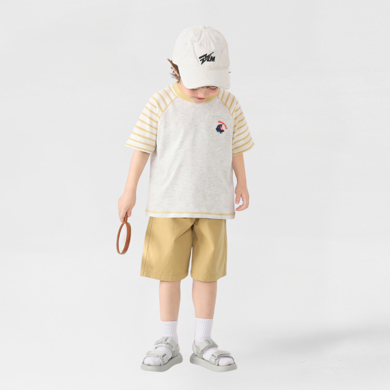 ボーダー切替クルーネックTシャツ