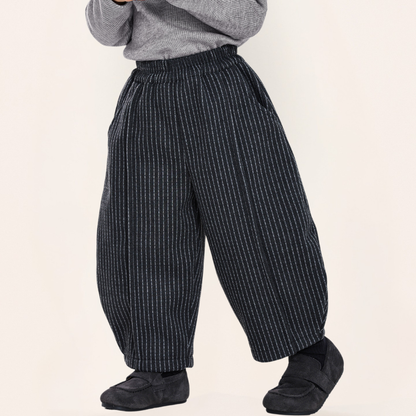 チョークストライプ裏ボアパンツ