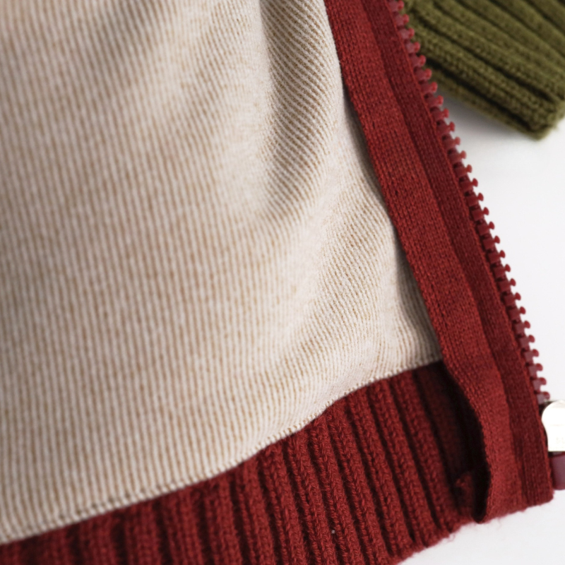 リブ編み綿100%カーディガン