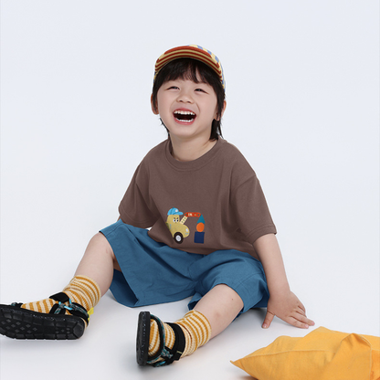 ポップ色プリント半袖T