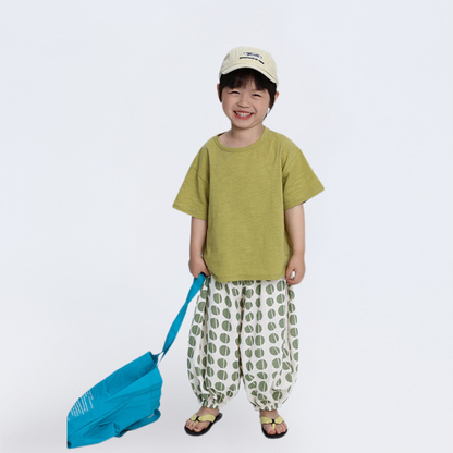 ユニークドット柄薄手ロングパンツ