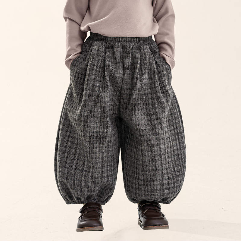 控えめチェック裏ボアバルーンパンツ