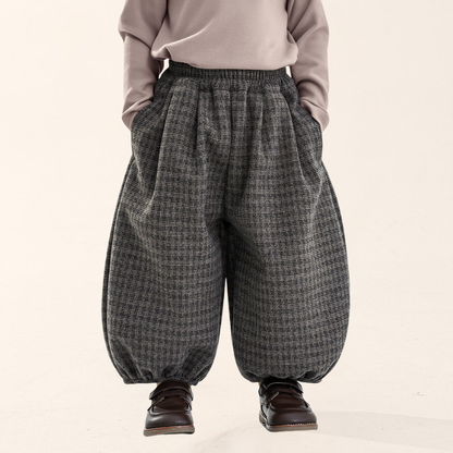 控えめチェック裏ボアバルーンパンツ