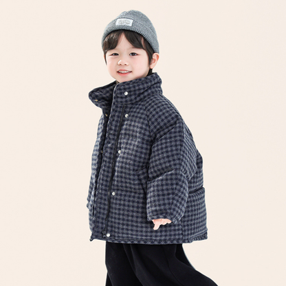 チェック柄中綿ハイネックジャケット