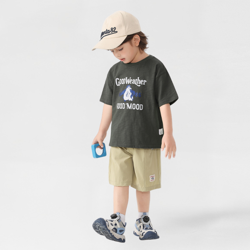 ペンギンプリント純棉半袖Tシャツ