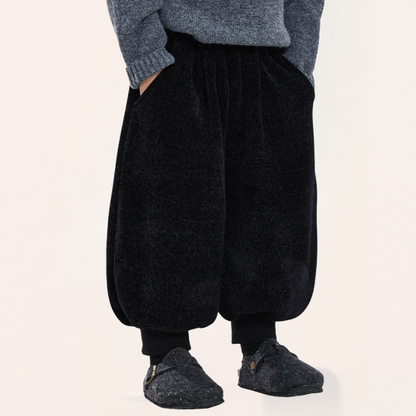 裾リブシェニール裏ボアパンツ