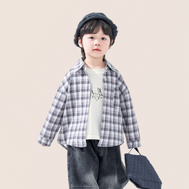 繊細凹凸縞模様チェックシャツ