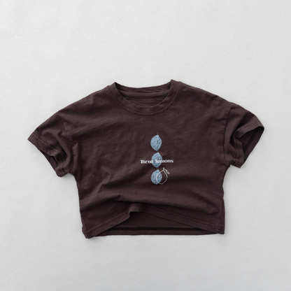 レモンプリントスラブコットン半袖Tシャツ