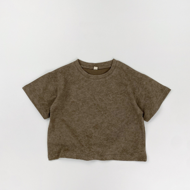 マーブル柄純棉半袖Tシャツ