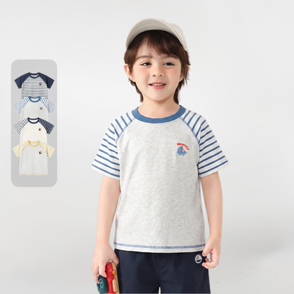 ボーダー切替クルーネックTシャツ