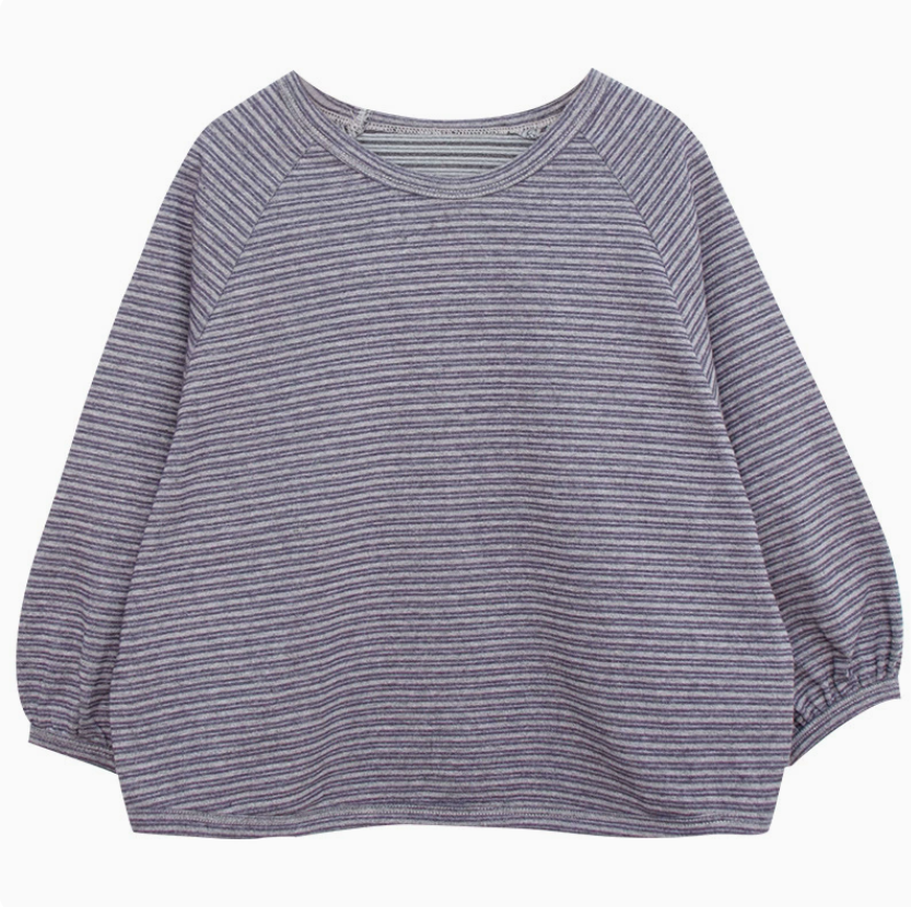 細ボーダー長袖Tシャツ