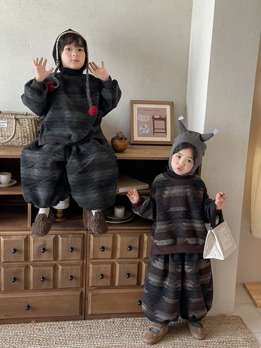 Fleece-lined high-neck set