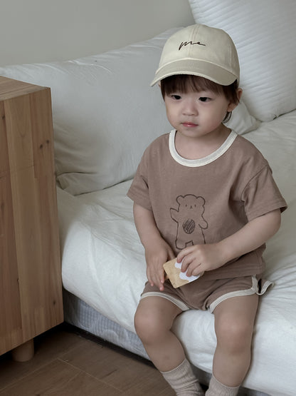 くまプリント半袖セットアップ