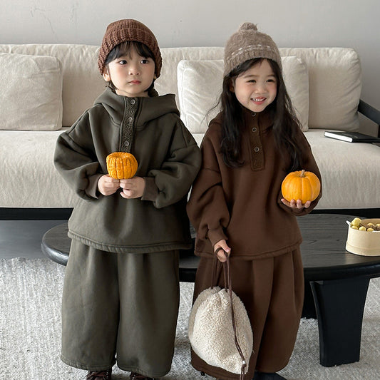 Fleece-lined hoodie set (2 pieces)