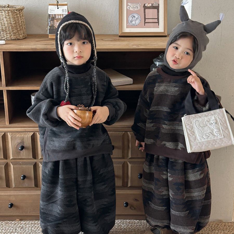 Fleece-lined high-neck set